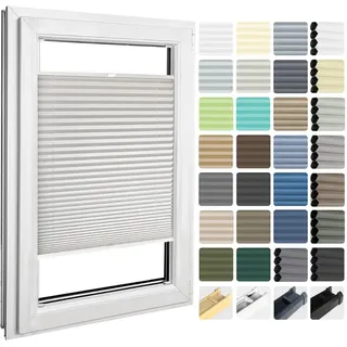 Home-Vision Premium Plissee nach Maß, zum Anschrauben in der Glasleiste, Blickdicht für Fenster & Tür Sonnenschutzrollo in verschiedenen Breiten, Höhen Farbe des Textile und Profilfarben