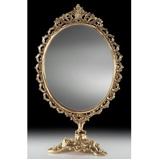 Casa Padrino Luxus Barock Schminkspiegel Gold 26 x H. 44 cm - Handgefertigter Barockstil Bronze Tischspiegel - Kosmetikspiegel - Barock Deko Accessoires - Edel & Prunkvoll