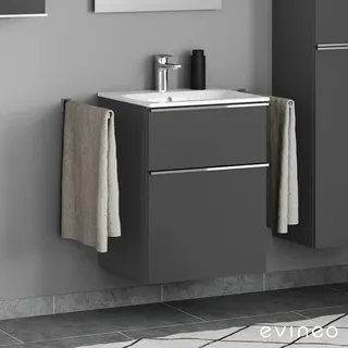 Evineo ineo4 Unterschrank B: 54 cm, 2 Auszüge, mit Griff, für Geberit Renova Plan Slim Waschtisch,, BE0224AN,