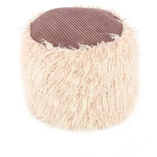Kayoom Fellpouf Bobtail 125 Polyester 45 x 38 x 45 cm Beige/Braun