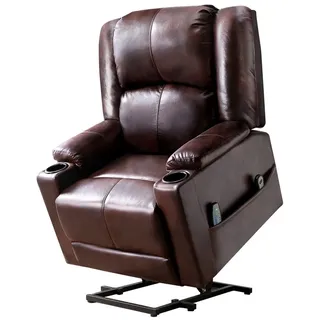 COMHOMA Massagesessel Relaxsessel Aufstehhilfe Massagesessel mit Stoffoberfläche, Massagefunktion, elektrisch verstellbar braun
