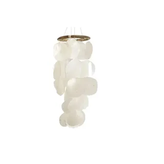 NaDeco Capiz-Windspiel, Maße ca. 65x15cm Klangspiel Klangspiel Wasserfall Windspiel Windspiel aus Perlmuttscheiben Perlmutt-Windspiel Klangspiel Feng-Shui-Mobile Capiz-Girlande Perlmutt-Hänger