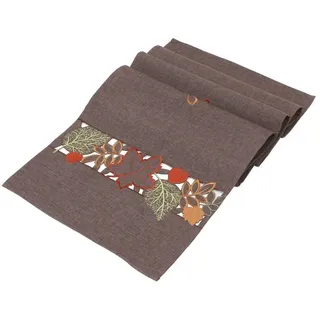 Frank-Flechtwaren Tischläufer Herbstlaub, 337553, abwischbar, braun, aus Polyester, 40 x 150 cm