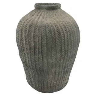 DK Design Blumenvase Krugmodell - Maserungsrelief - Ton grau - 34 x 46 cm - rustikale Vase