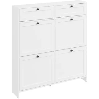 SoBuy Schuhschrank 100 x 107 x 19 cm mit 2 Schubladen / weiß