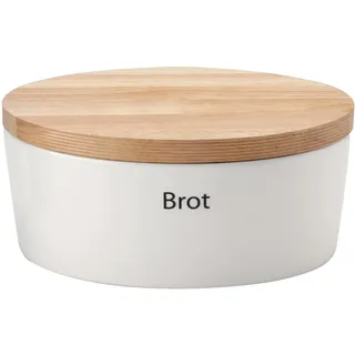 Continenta Brottopf mit Holzdeckel oval 30 cm weiß