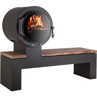 Kaminofen Kanuk® BANK Flamme gestrahlt - Schwarz