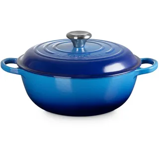 LE CREUSET Bräter Stew Pot Signature rund azure 26cm, Emailliertes Gusseisen blau