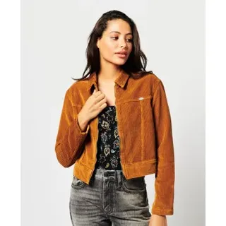 Superdry für Damen. W5011113A Kurze Kordjacke Vintage braun (L), Lässig, Baumwolle