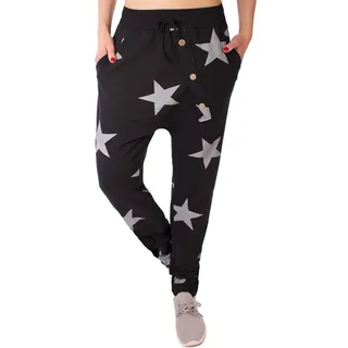 stylx Damen Jogginghose Größe 36-50 Sweatpants Sterne Boyfriend Ali Baba Style Anker Camouflage Uni Farben - 34W / 36L