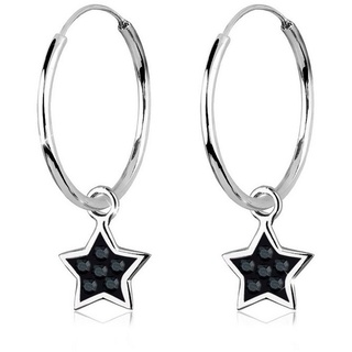 Elli Paar Creolen Creolen Stern Kristalle 925 Silber, Sterne schwarz|silberfarben
