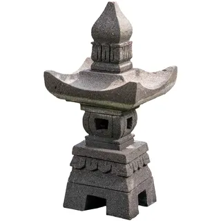 IDYL Lavastein-Skulptur Laterne Pagoda | Höhe 55 cm | Lava-Stein Laterne handgefertigt | Stilvolle Gartenskulptur aus Naturstein | Asiatische Gartendeko | Für Teelicht geeignet | Wetterfest | 29