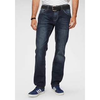 Straight-Jeans CAMP DAVID "NI:CO:R611" Gr. 36, Länge 34, blau (dark, used) Herren Jeans Straight Fit mit markanten Steppnähten