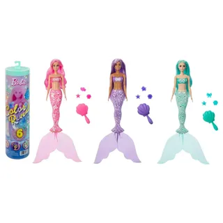 Barbie Color Reveal Meerjungfrauen-Puppe und Accessoires mit 6 Überraschungen (JMW61)