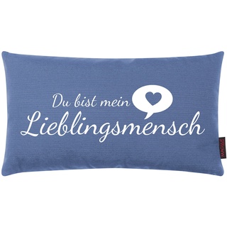 Kissen Lieblingsmensch blau 25x45 cm Made in Germany/Ökotex 100