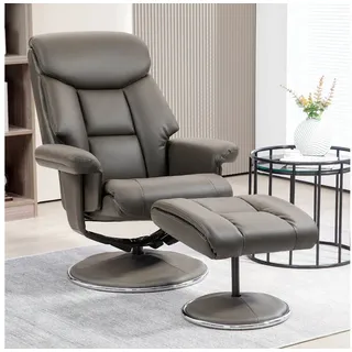 Homcom Relaxsessel mit Hocker Kunstleder 95 x 107 x 81 cm Grau