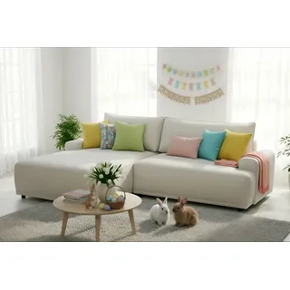 TRENDMANUFAKTUR Ecksofa TRENDMANUFAKTUR "Fordon, Schlafsofa mit Bettkasten, Couch in L-Form, Breite 250 cm", grau (sandgrau), B:250cm H:82cm T:167cm, 100% Polyester, Sofas, Ecksofa, in Struktur LUMOS, 3D-Effekt, sandgrau, Recamiere links