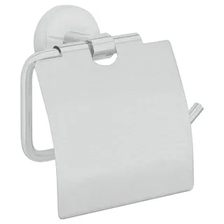 tesa Toilettenpapierhalter 1x tesa NOOBLESSE Toilettenpapierhalter mit Deckel (Komplett-Set, 2-St., inkl. Klebelösung), edelstahl 5,2 cm : 13,8 cm : 14 cm silberfarben