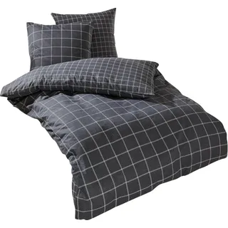 Traumschlaf Oslo Kariert Flanell Grau 240 x 220 cm + 2 x 80 x 80 cm
