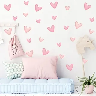 80 Stück Rosa Herz Wandaufkleber, Pvc-innentapete Für Schlafzimmer, Wohnzimmer, Mädchenzimmer, Kinderzimmer, Babyzimmer