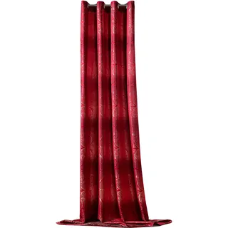 WECKBRODT Vorhang WECKBRODT "Gingko" Gr. 1, bunt (rot, anthrazit), B:140cm H:245cm, Jacquard, Polyester, Gardinen, Jacquard mit Gingko - Muster, Ösen, blickdicht, Gardine, Store
