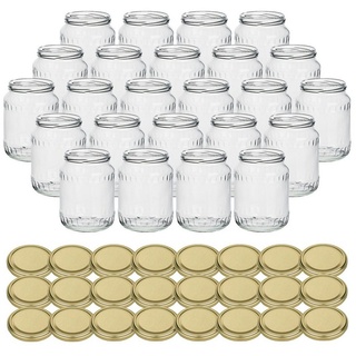 gouveo Einmachglas Vorratsgläser 720 ml Klassik mit Schraub-Deckel - Große Einmachgläser, (24-tlg., Goldfarben) goldfarben