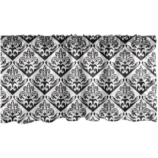 Scheibengardine Vorhang Volant für Küche Schlafzimmer Dekor mit Stangentasche, Abakuhaus, Microfaser, Bärenklau Victorian Gothic-Motiv grau|weiß 137 cm x 45 cm