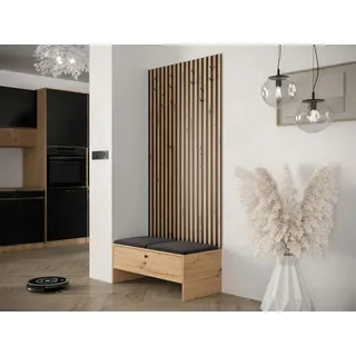 MIRJAN24 Garderoben-Set Balma IV, (Komplett-Set, Unterschrank mit Lamellen, 2x Gepolstertes Paneel 42x42), Griffe aus Metall schwarz