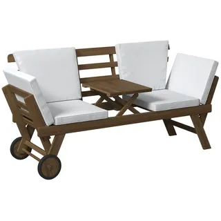 Ambia Garden Gartenbank, Akazie, Holz, Akazie, Hartholz, Füllung: Polyurethan (Pur), 209x71x82 cm, Gartenmöbel, Gartenbänke