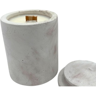 Handgefertigte Betonkerze aus dem Ahrtal | 220ml Bio-Sojawachs-Duftkerze in rustikalem Design in Marmor Optik (Kaffee-Vanille)