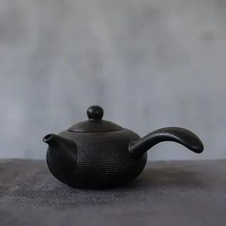 AILIFE Black Crockery Kyusu Teekanne, handgefertigt, chinesische Teekanne, 165 ml