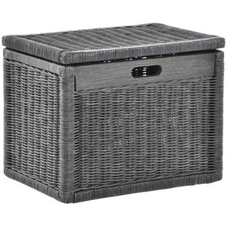 Krines Home Aufbewahrungskorb Hoher Korb mit Deckel Rattan geflochten Regalkorb Aufbewahrungsbox, Mit Inlett schwarz