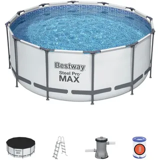 BESTWAY 56420 Steel Pro Max Swimmingpool Filterpumpe Leiter Cover Rund 366x122cm