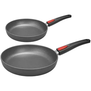 WOLL Pfannen-Set "Nowo Titanium" Flachpfannen Bratpfannen, Aluminiumguss (Set, 2-tlg., 2x Flachpfanne 1x Ø 24 cm + 1x Ø 28 cm), Induktionsgeeignet