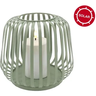 candela lights Laterne Metall 20x20x17 cm Solar inkl. LED Stumpenkerze grün