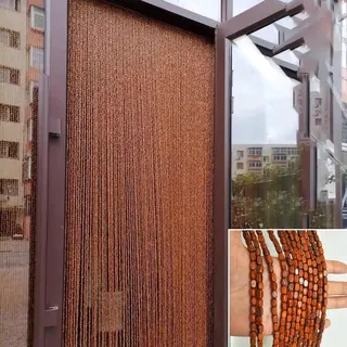 NUACOS Türvorhang Fadenvorhang Paneel Bambus Perlenvorhang Tür Wand Fenster Türen Raumteiler Dekorationen für Wohnzimmer Schlafzimmer,Rot,110x200cm(80Shares)