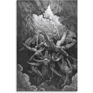 LVTFCO Berühmte Poster und Drucke von Gustave Dore „The Mouth of Hell“, Leinwandgemälde Gustave Dore, Wandkunst für Zuhause, Kunst, Bilddekoration, 50 x 70 cm x 1, ohne Rahmen
