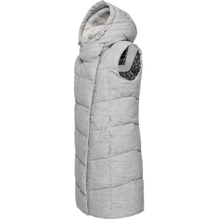 Ragwear Damen, lange wasserdichte Winter Steppweste mit Kapuze Pavla Vest White Gr. XL - XL