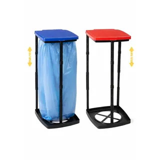 Posten Anker Müllsackständer Stabil mit Deckel 60–120L Gelber Sack Halter XXL Extra Fester Müllbeutelständer mit Haltering Geruchsdicht Platzsparend Küche Balkon (Müllsackständer XXL 120 Liter rot)