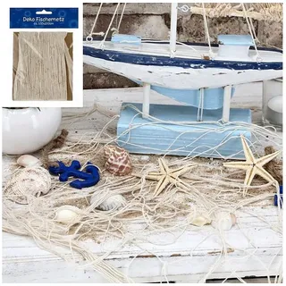 Macosa Home Wanddekoobjekt Fischernetz maritime Deko Gartenhaus Badezimmer 4x2 Meter (Sommerdeko mediteran natur), Dekonetz Wanddeko Netz Gartendeko beige|braun