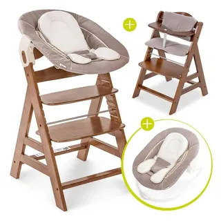 hauck Alpha+ walnut inkl. Alpha Bouncer 2 in 1 stretch beige und Sitzauflage