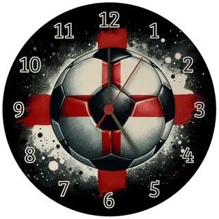 speecheese Wanduhr Fußball Englische Flagge Wanduhr aus MDF 26,5 cm