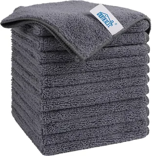 HOMEXCEL Microfasertücher 12 Stück,Grau Mikrofasertücher Mikrofaser Reinigungstücher Putzlappen Küch Geschirrtücher für Küche,Glas, Auto, Motorrad, Fenster, 30 x 30 cm