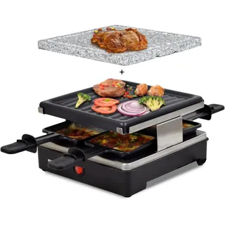 4er Raclette für 4 | Miniraclette | Steinplatte | Emailliert Brienza