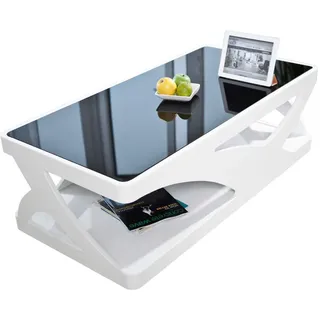 SalesFever Couchtisch 10 mm Schwarzglasplatte, rechteckig oder quadratisch schwarz-weiß