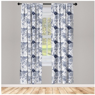 Gardine Vorhang für Wohnzimmer Schlafzimmer Dekor, Abakuhaus, Microfaser, Shabby Chic Garden Spring Roses blau|grau|weiß 150 cm x 245 cm