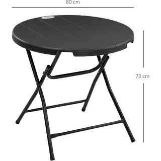Outsunny Gartentisch Runder Klapptisch, Ø80 cm Beistelltisch
