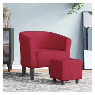 furnicato Cocktailsessel Clubsessel mit Fußhocker 70x56x68 cm Weinrot (1-St), Gepolsterter Akzentsessel mit Knopfheftung für dein Wohnzimmer rot