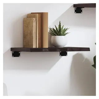 furnicato Wandregal aus massivem Eichenholz 40 x 30 x 2 cm Dunkelbraun, 1-tlg., Rustikales Wandboard mit Naturkante und Belastbarkeit bis 20 kg braun 30 cm x 30 cm x 2 cm