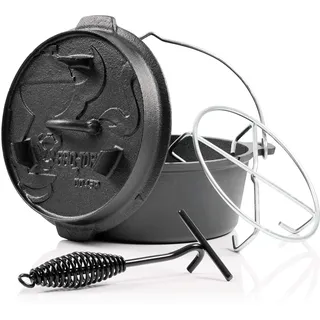 BBQ-Toro Dutch Oven Premium Serie | 4,2 Liter (DO45P), Topf ohne Füße | bereits eingebrannt - preseasoned | Verschiedene Größen | Gusseisen Kochtopf | Bräter mit Deckelheber